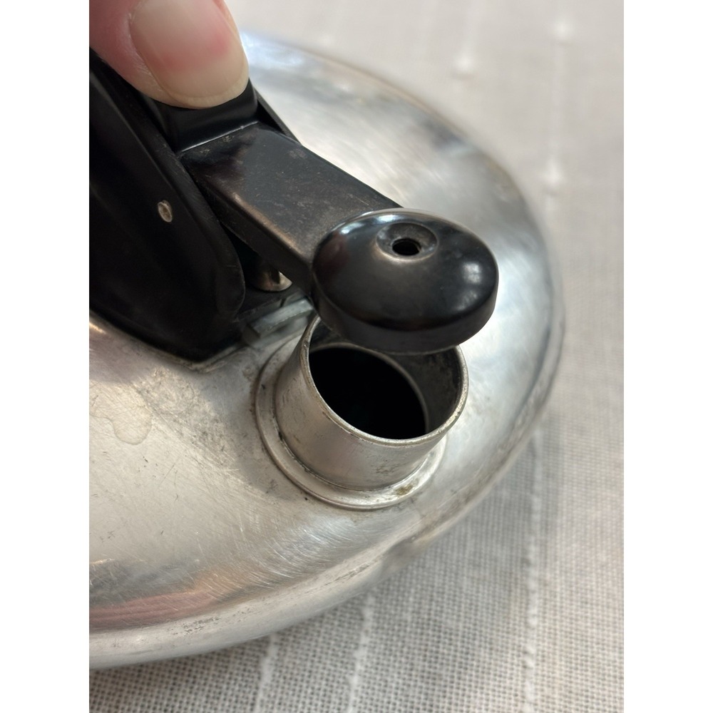 Unique Vintage Art Deco UFO Brushed Aluminum Whistling Tea Kettle Travel Size - Picture 8 of 12